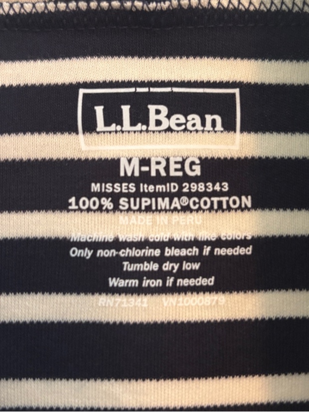 L.L. Bean Navy and White Striped Cowl Neck Top - Picture 2 of 5